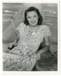 4t266 BARBARA STANWYCK signed 8x10 still '40s c/u in sexy two-piece outfit showing some skin!