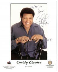 4t291 CHUBBY CHECKER signed 8x10 music publicity still '06 smiling portrait of the Twist singer!