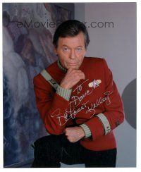 4t577 DEFOREST KELLEY signed color 8x9.75 REPRO still '90s Dr. Leonard 'Bones' McCoy from Star Trek