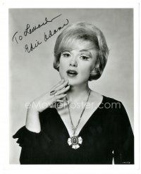 4t314 EDIE ADAMS signed 8x10 still '66 sexy portrait with cool jewelry from Made in Paris!