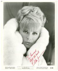 4t321 ELKE SOMMER signed 8.25x10.25 still '65 super sexy close up wearing fur from The Art of Love!