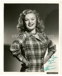 4t394 JUNE HAVER signed 8.25x10 still '44 super young & smiling big from Something For The Boys!
