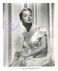 4t396 JUNE HAVOC signed 8.25x10 still '49 seated close up wearing a beautiful dress!