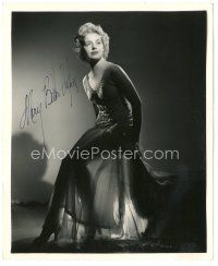 4t429 MARY BETH HUGHES signed 8.25x10 still '30s full-length portrait in sexy gown w/ dim lighting!