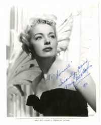 4t430 MARY BETH HUGHES signed 8x10 still '50 sexy close portrait in great dress & pearl earrings!