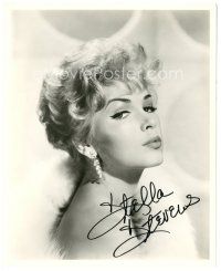 4t493 STELLA STEVENS signed 8.25x10 still '60s sexy close up in fur with puckered lips!