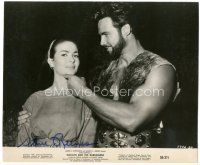 4t496 STEVE REEVES signed 7.75x9.25 still '59 c/u with Chelo Alonso from Goliath & the Barbarians!