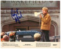 4t469 ROBERT REDFORD signed 8x10 mini LC '80 close up with megaphone outside prison from Brubaker!