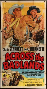 4w585 ACROSS THE BADLANDS 3sh '50 Charles Starrett as the Durango Kid & Smiley Burnette!