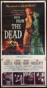 4w604 BACK FROM THE DEAD 3sh '57 Peggie Castle lived to destroy, cool sexy horror art & image!