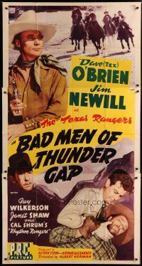 4w606 BAD MEN OF THUNDER GAP 3sh '43 great image of Texas Rangers Dave O'Brien & Jim Newill!