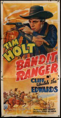 4w607 BANDIT RANGER 3sh '42 wonderful artwork of cowboy Tim Holt with smoking gun!