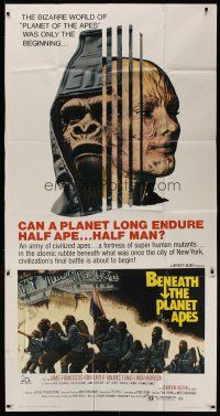4w614 BENEATH THE PLANET OF THE APES 3sh '70 sci-fi sequel, what lies beneath may be the end!