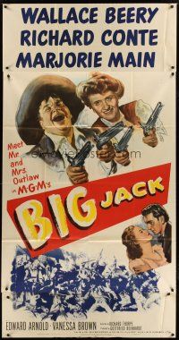 4w619 BIG JACK 3sh '49 artwork of Wallace Beery & Marjorie Main with two guns each + Richard Conte