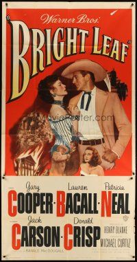 4w638 BRIGHT LEAF 3sh '50 great romantic close up of Gary Cooper & sexy Lauren Bacall!