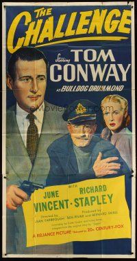 4w648 CHALLENGE 3sh '48 stone litho of Tom Conway as detective Bulldog Drummond!