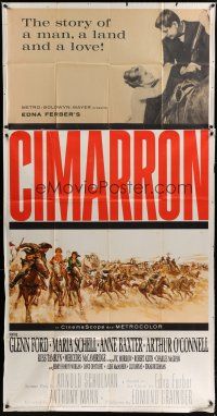 4w653 CIMARRON 3sh '60 directed by Anthony Mann, Glenn Ford, Maria Schell, cool artwork!