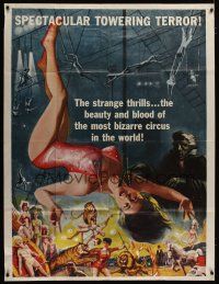 4w655 CIRCUS OF HORRORS INCOMPLETE 3sh '60 horror art of super sexy trapeze girl hanging by neck!