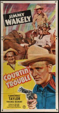 4w662 COURTIN' TROUBLE 3sh '48 singing cowboy Jimmy Wakely with gun, Dub Cannonball Taylor!