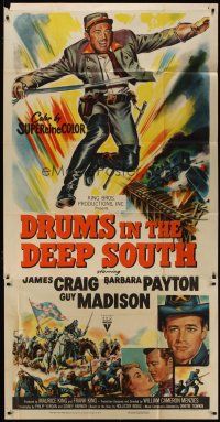 4w683 DRUMS IN THE DEEP SOUTH 3sh '51 James Craig & Barbara Payton in the Civil War, great art!