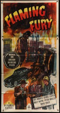 4w698 FLAMING FURY 3sh '49 from Arson Bureau files, cool artwork of firefighters & detectives!
