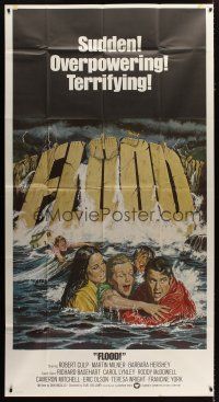 4w699 FLOOD int'l 3sh '78 rare Irwin Allen flop, wild natural disaster art by Robert Tanenbaum!