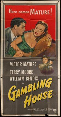4w720 GAMBLING HOUSE 3sh '51 art of Victor Mature lusting after sexy Terry Moore, William Bendix!