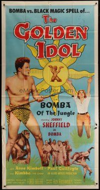 4w729 GOLDEN IDOL 3sh '54 full-length Johnny Sheffield as Bomba of the Jungle with spear!