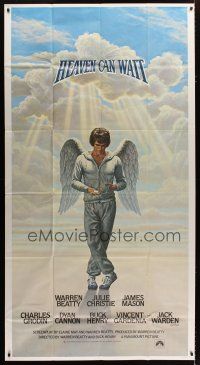 4w747 HEAVEN CAN WAIT int'l 3sh '78 art of angel Warren Beatty wearing sweats by Lettick, football!