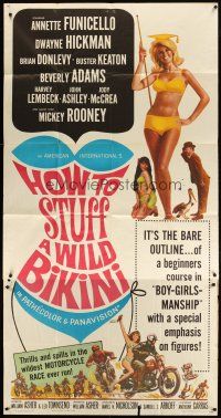 4w755 HOW TO STUFF A WILD BIKINI 3sh '65 sexy Annette Funicello, Keaton, motorcycle & bikini art!