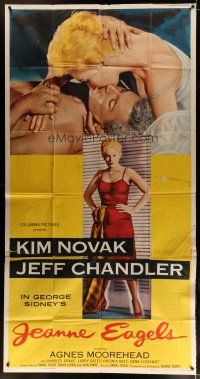 4w773 JEANNE EAGELS 3sh '57 best romantic artwork of Kim Novak & Jeff Chandler kissing!