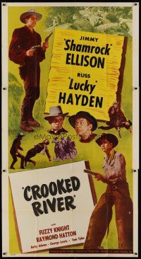 4w774 JIMMY ELLISON/RUSS HAYDEN 3sh '50 cool cowboy montage, both starring in Crooked River!