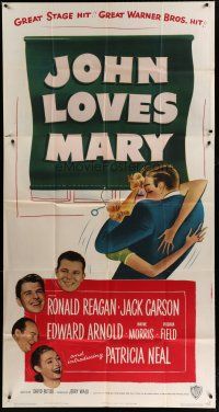 4w777 JOHN LOVES MARY 3sh '49 Ronald Reagan, Jack Carson, Edward Arnold, great stage hit!