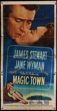 4w813 MAGIC TOWN style A 3sh '47 romantic close up of pollster James Stewart & pretty Jane Wyman!