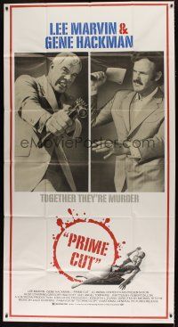 4w871 PRIME CUT 3sh '72 Lee Marvin w/machine gun, Gene Hackman w/cleaver, together they're murder!