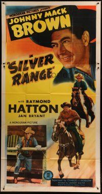 4w920 SILVER RANGE 3sh '46 cowboys Johnny Mack Brown & Raymond Hatton on horseback!