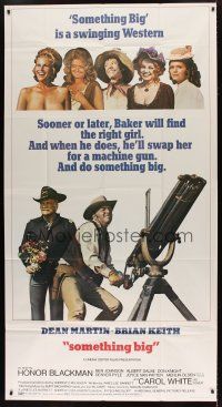 4w932 SOMETHING BIG 3sh '71 cool image of Dean Martin w/giant gatling gun + sexy girls!