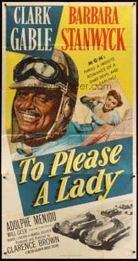 4w964 TO PLEASE A LADY 3sh '50 great art of race car driver Clark Gable & sexy Barbara Stanwyck!