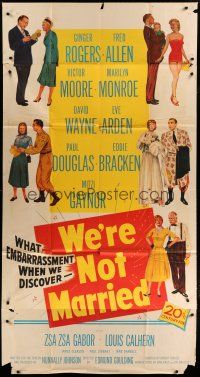 4w981 WE'RE NOT MARRIED 3sh '52 artwork of Ginger Rogers, young Marilyn Monroe & nine others!