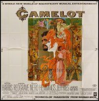4w243 CAMELOT 6sh '68 Bob Peak art, Richard Harris as King Arthur, Redgrave as Guenevere!