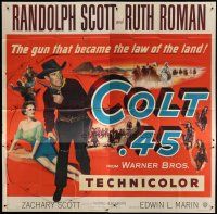 4w252 COLT .45 6sh '50 great image of Randolph Scott with two guns by sexy Ruth Roman!