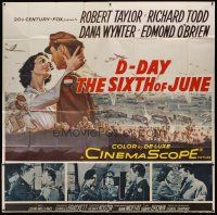4w260 D-DAY THE SIXTH OF JUNE 6sh '56 romantic art of Robert Taylor & sexy Dana Wynter in WWII!