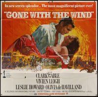 4w279 GONE WITH THE WIND 6sh R68 best art of Clark Gable & Vivien Leigh, all-time classic!