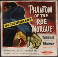 4w337 PHANTOM OF THE RUE MORGUE 6sh '54 3-D, cool art of the mammoth monstrous man & sexy girl!