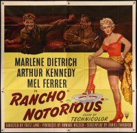 4w339 RANCHO NOTORIOUS 6sh '52 Fritz Lang directed, art of sexy Marlene Dietrich showing her legs!