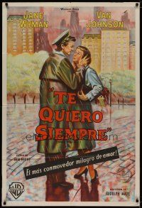 4w064 MIRACLE IN THE RAIN Argentinean '56 great romantic art of Jane Wyman & Van Johnson!