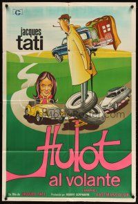 4w092 TRAFFIC Argentinean '71 great wacky art of Jacques Tati as Mr. Hulot!