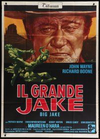 4w394 BIG JAKE Italian 1p '71 cool different close up art of John Wayne by Averardo Ciriello!