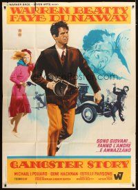4w398 BONNIE & CLYDE Italian 1p '67 Warren Beatty & Faye Dunaway, different art, Gangster Story!