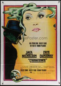 4w405 CHINATOWN Italian 1p R70s art of Jack Nicholson & Faye Dunaway by Jim Pearsall, Polanski